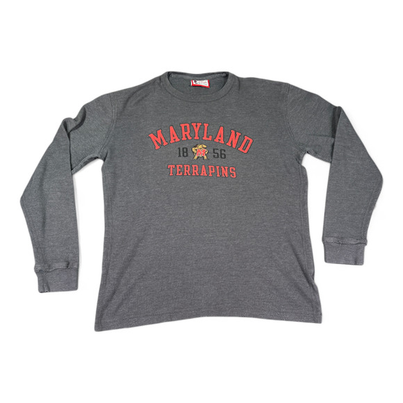 Maryland Terrapins Shirt Adult EXTRA LARGE Gray Football Thermal Waffle Knit - Picture 1 of 6